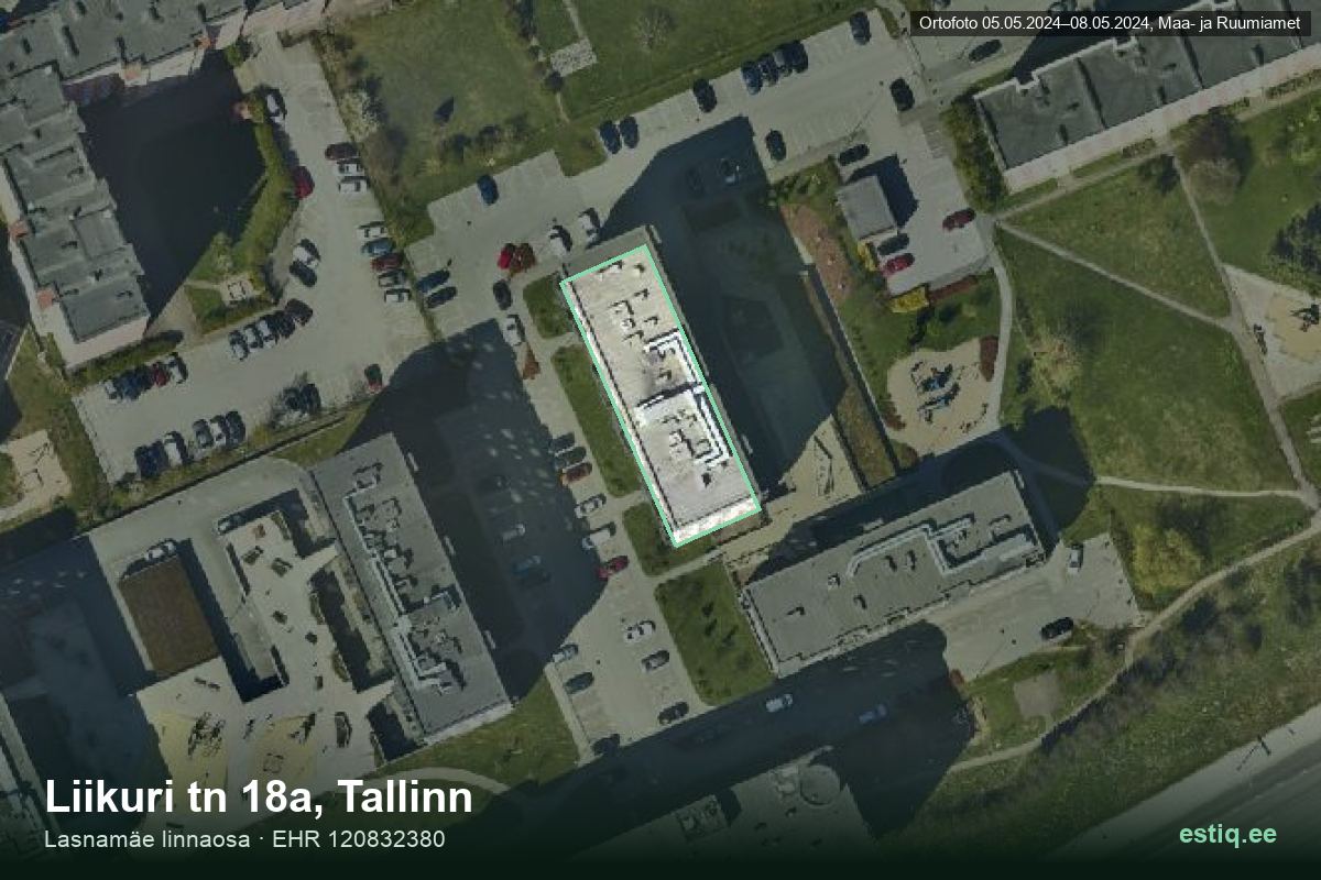 Liikuri tänav 18a, Tallinn – hoone aerofoto, kontuur ehitisregistri (EHR) andmetest
