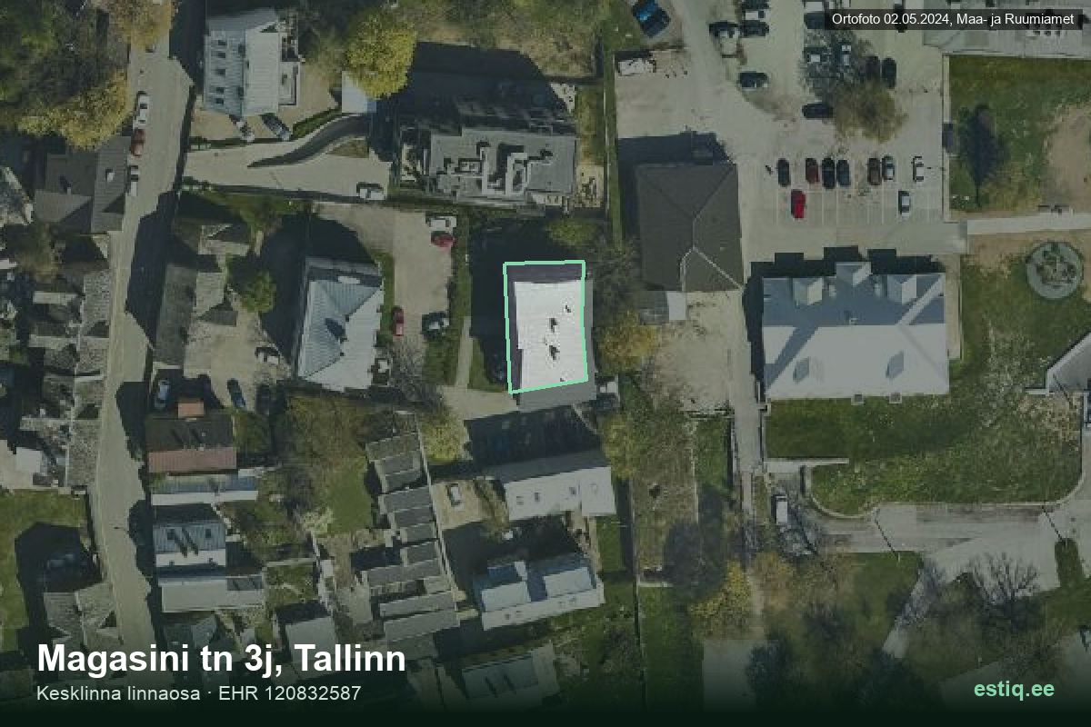 Magasini tänav 3j, Tallinn – hoone aerofoto, kontuur ehitisregistri (EHR) andmetest
