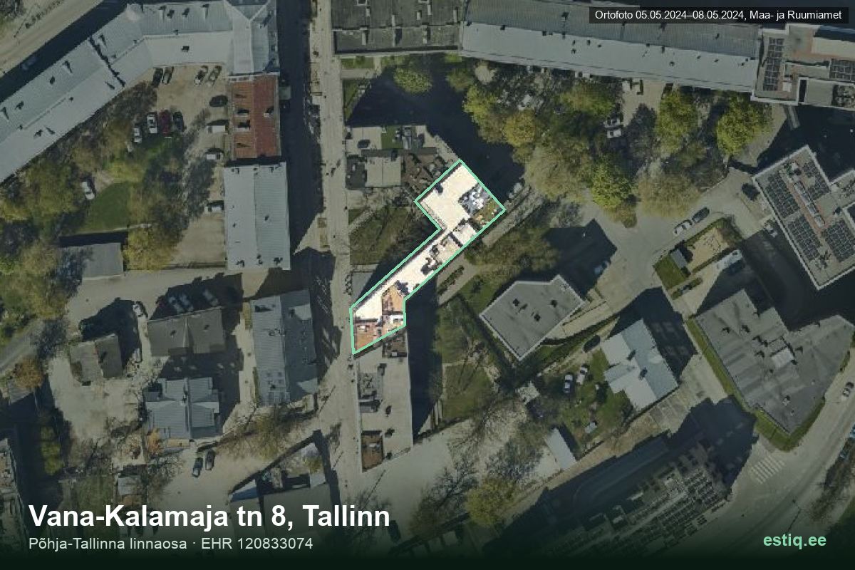 Vana-Kalamaja tänav 8, Tallinn – hoone aerofoto, kontuur ehitisregistri (EHR) andmetest