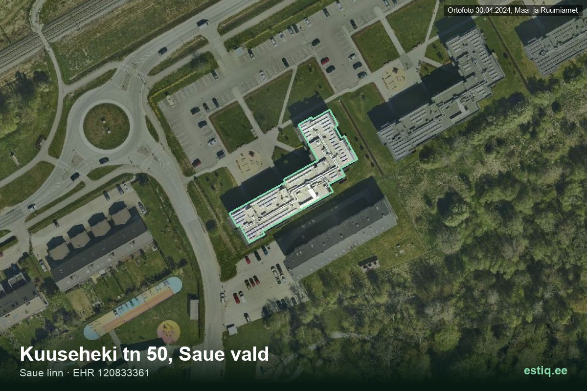 Kuuseheki tänav 50, Saue – aerial photo of the building, outline from the Building Register (EHR)