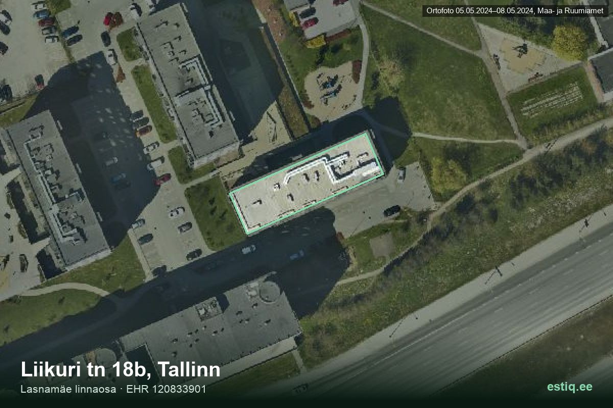 Liikuri tänav 18b, Tallinn – аэрофото дома, контур по данным регистра строений (EHR)
