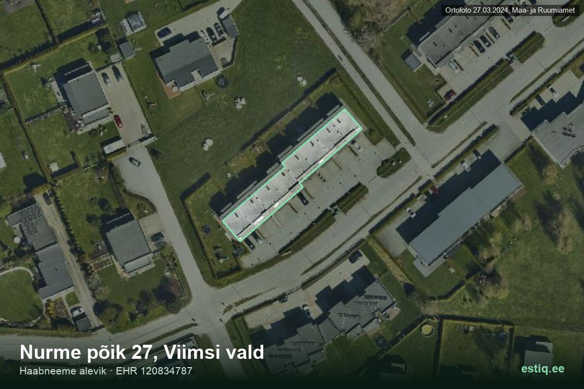 Nurme põik 27, Viimsi – hoone aerofoto, kontuur ehitisregistri (EHR) andmetest
