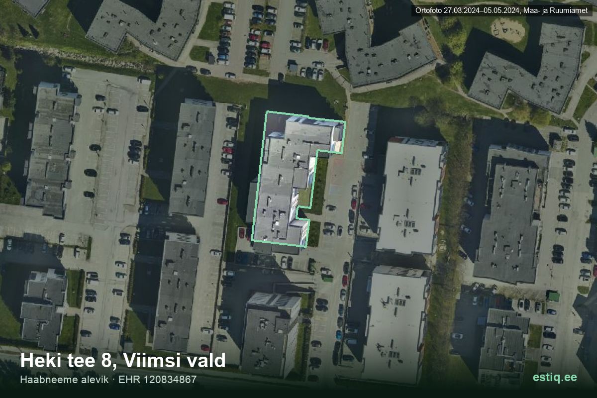 Heki tee 8, Viimsi – aerial photo of the building, outline from the Building Register (EHR)