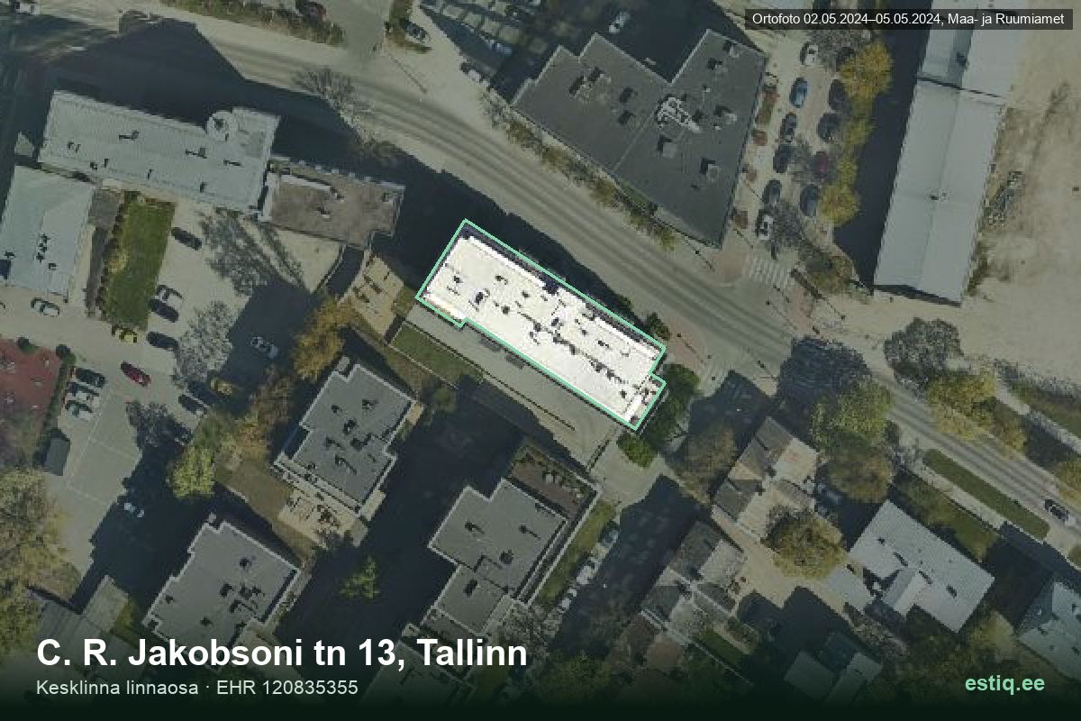 C. R. Jakobsoni tänav 13, Tallinn – hoone aerofoto, kontuur ehitisregistri (EHR) andmetest