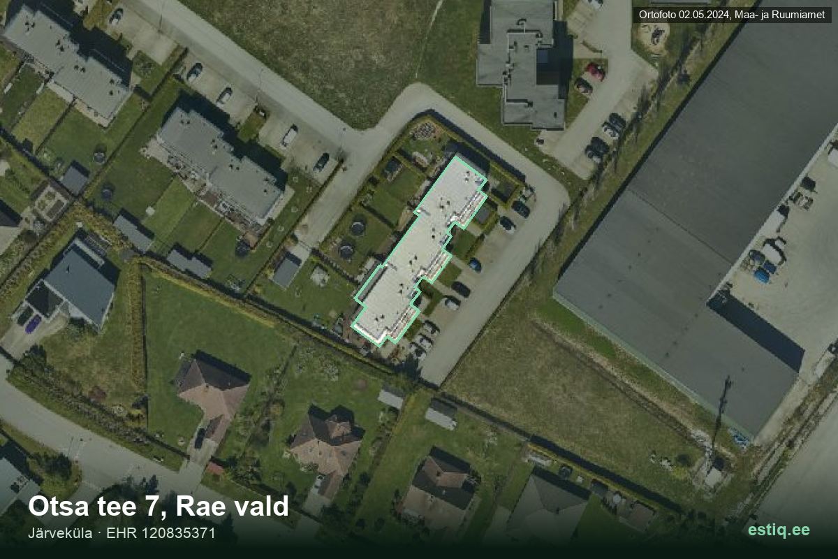 Otsa tee 7, Rae – hoone aerofoto, kontuur ehitisregistri (EHR) andmetest