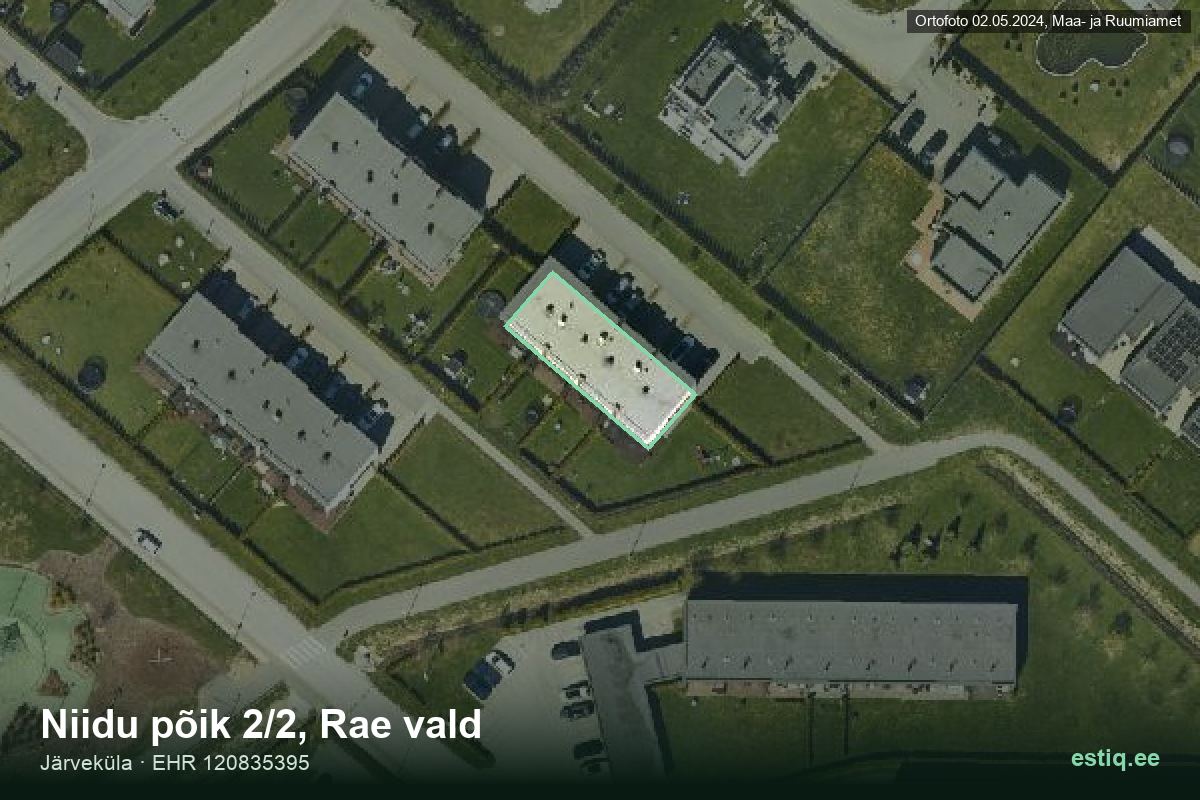 Niidu põik 2/2, Rae – aerial photo of the building, outline from the Building Register (EHR)