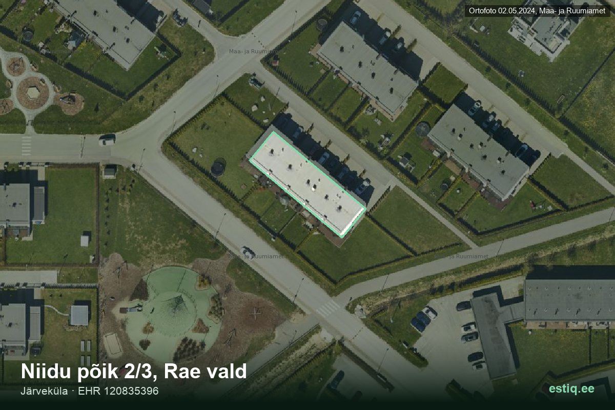 Niidu põik 2/3, Rae – aerial photo of the building, outline from the Building Register (EHR)