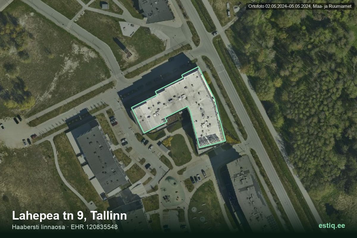 Lahepea tänav 9, Tallinn – hoone aerofoto, kontuur ehitisregistri (EHR) andmetest