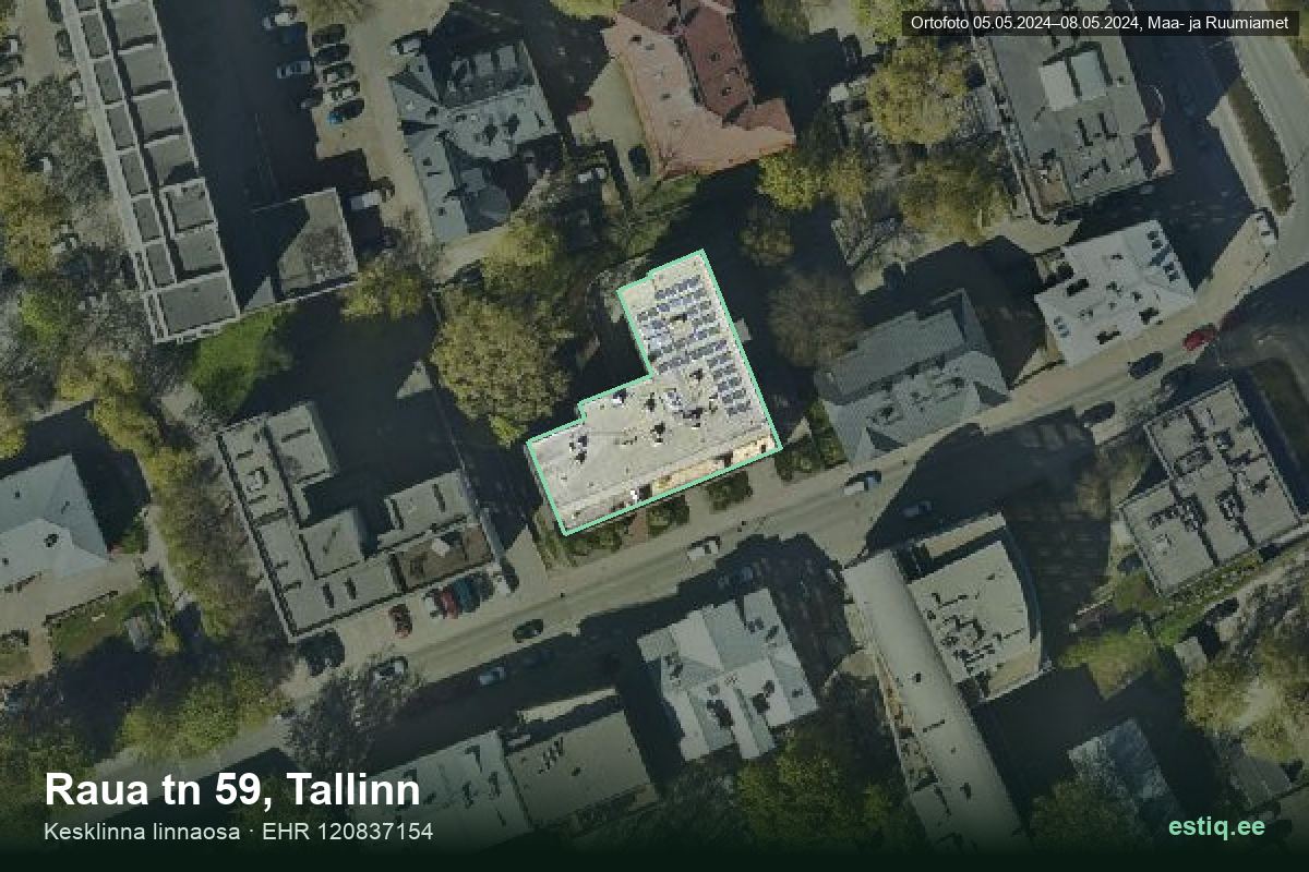 Raua tänav 59, Tallinn – aerial photo of the building, outline from the Building Register (EHR)