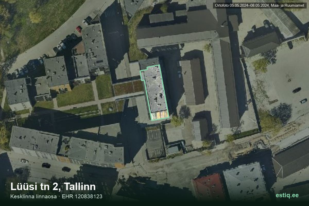 Lüüsi tänav 2, Tallinn – hoone aerofoto, kontuur ehitisregistri (EHR) andmetest