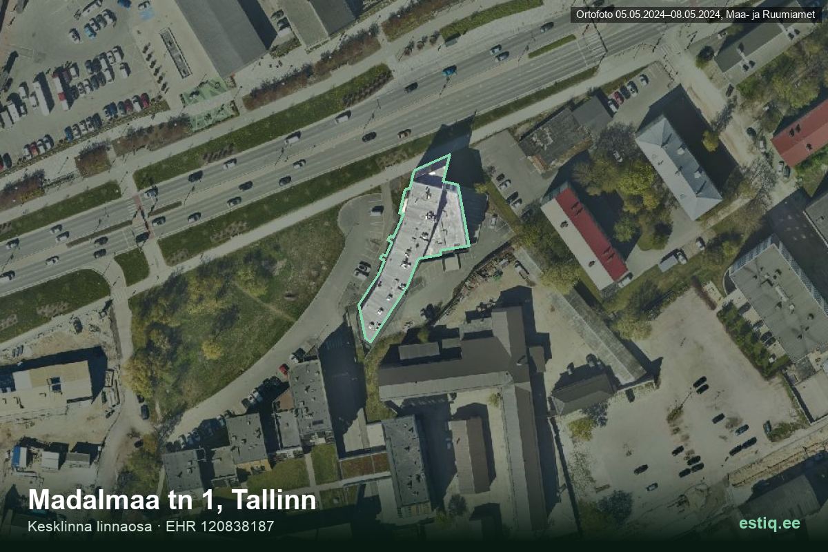Madalmaa tänav 1, Tallinn – hoone aerofoto, kontuur ehitisregistri (EHR) andmetest