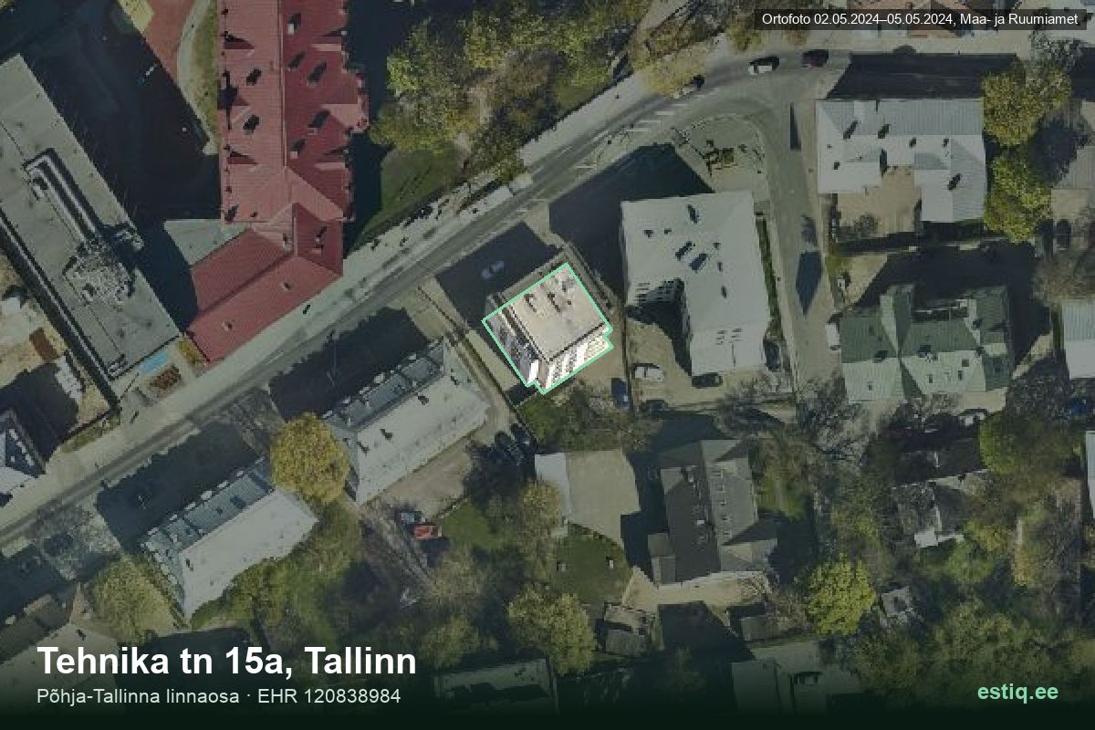 Tehnika tänav 15a, Tallinn – аэрофото дома, контур по данным регистра строений (EHR)