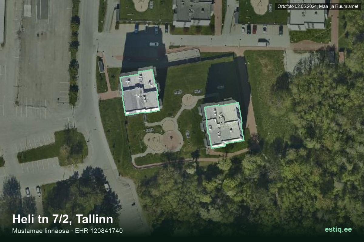 Heli tänav 7/1, Tallinn – aerial photo of the building, outline from the Building Register (EHR)