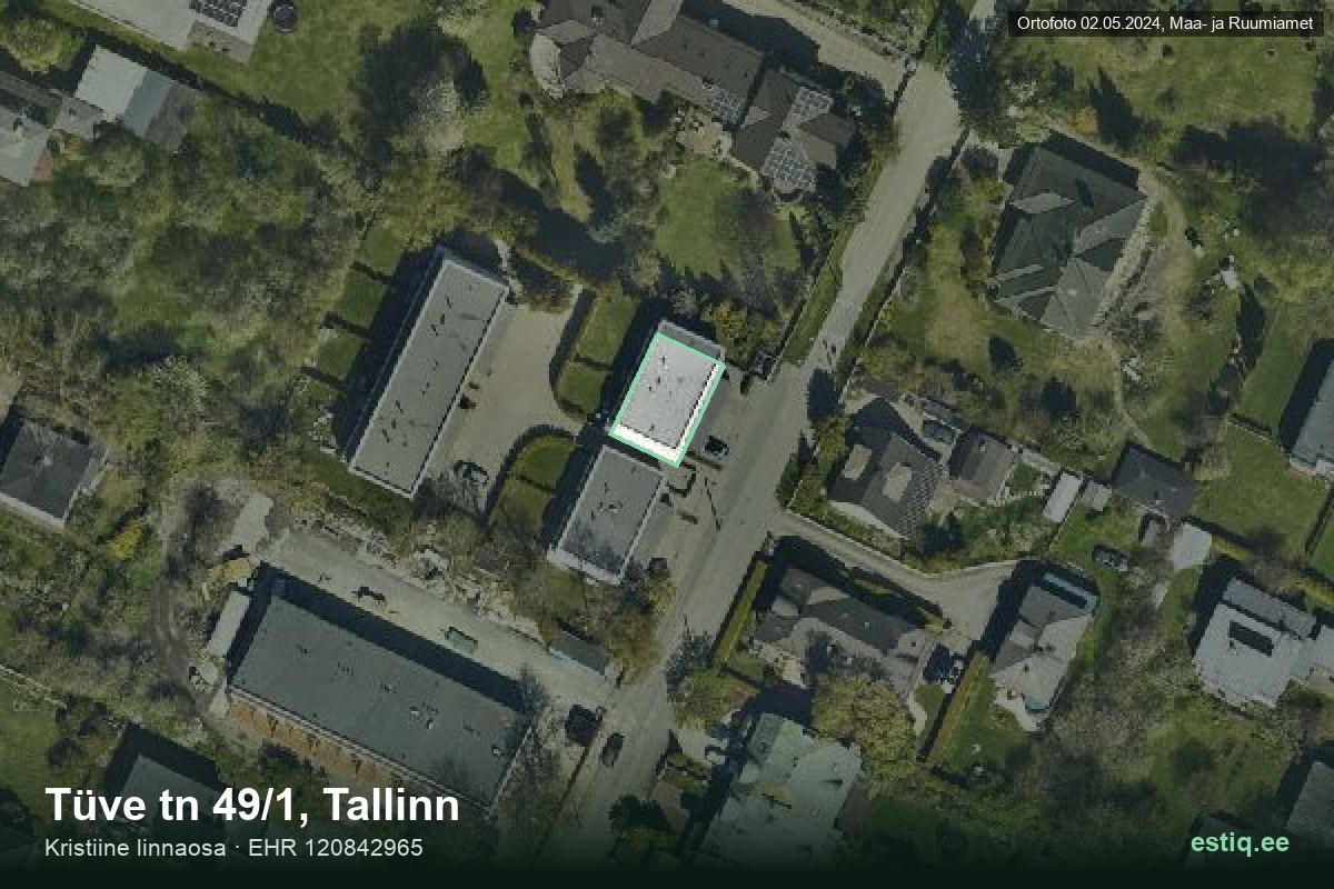 Tüve tänav 49/1, Tallinn – ilmakuva rakennuksesta, ääriviiva rakennusrekisteristä (EHR)