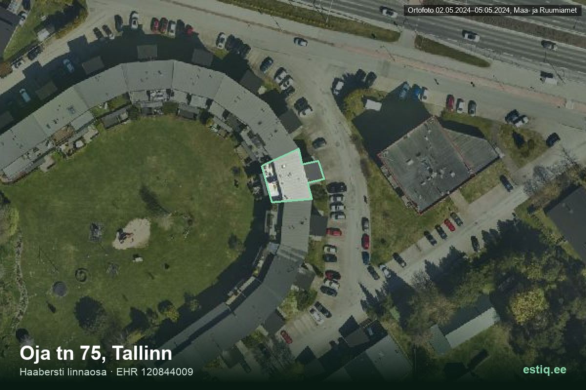 Oja tänav 75, Tallinn – aerial photo of the building, outline from the Building Register (EHR)