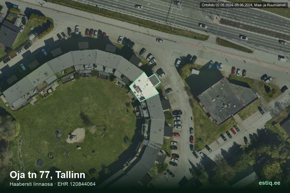 Oja tänav 77, Tallinn – aerial photo of the building, outline from the Building Register (EHR)