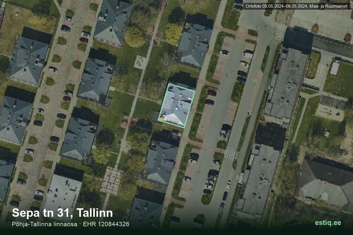 Sepa tänav 31, Tallinn – hoone aerofoto, kontuur ehitisregistri (EHR) andmetest