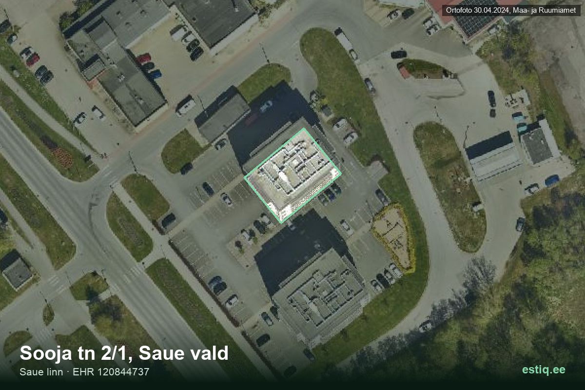 Sooja tänav 2/1, Saue – hoone aerofoto, kontuur ehitisregistri (EHR) andmetest