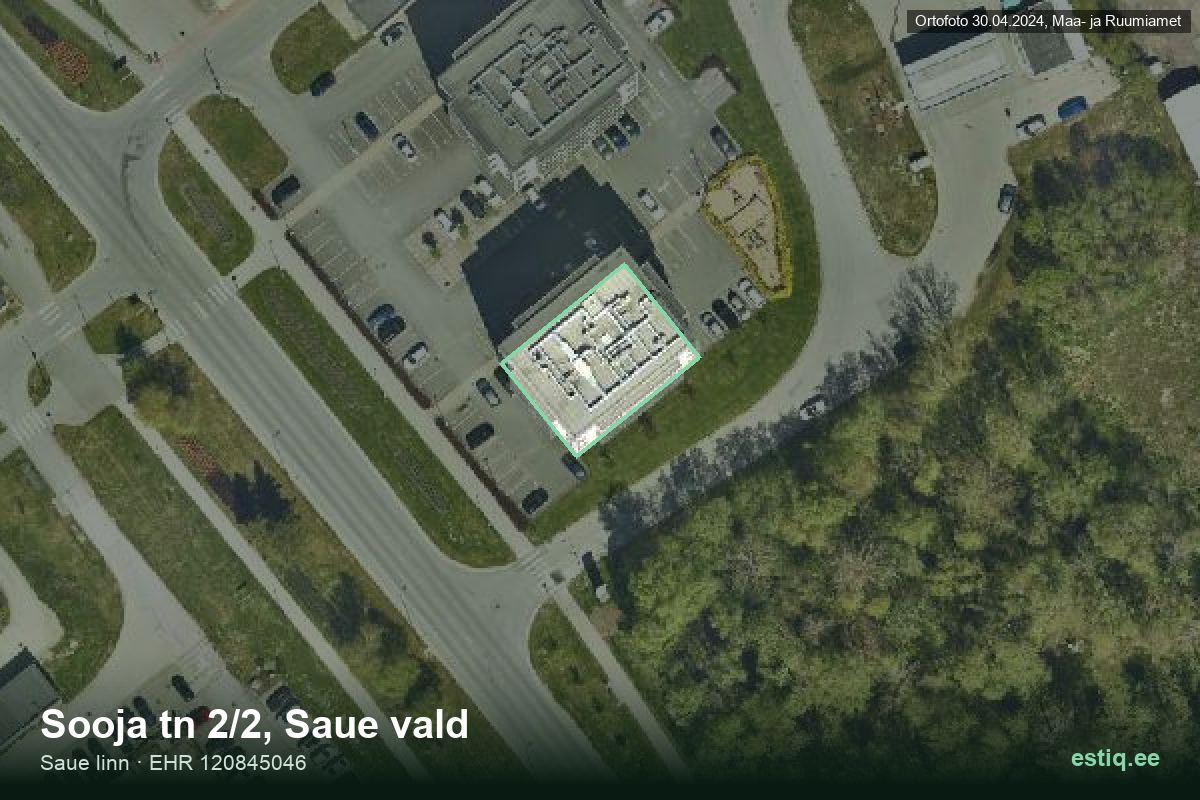 Sooja tänav 2/2, Saue – hoone aerofoto, kontuur ehitisregistri (EHR) andmetest