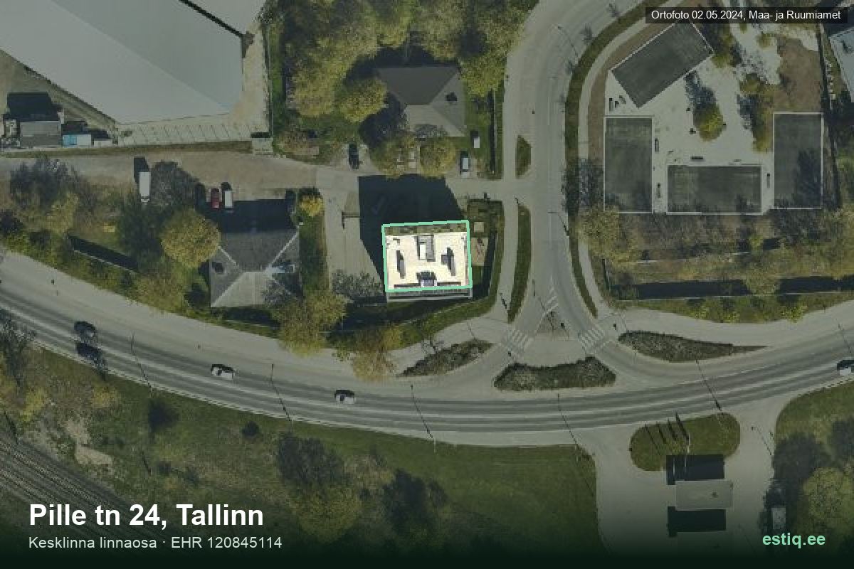 Pille tänav 24, Tallinn – hoone aerofoto, kontuur ehitisregistri (EHR) andmetest