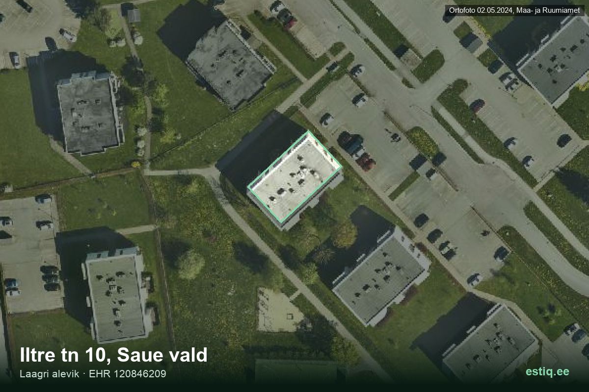 Iltre tänav 10, Saue – aerial photo of the building, outline from the Building Register (EHR)