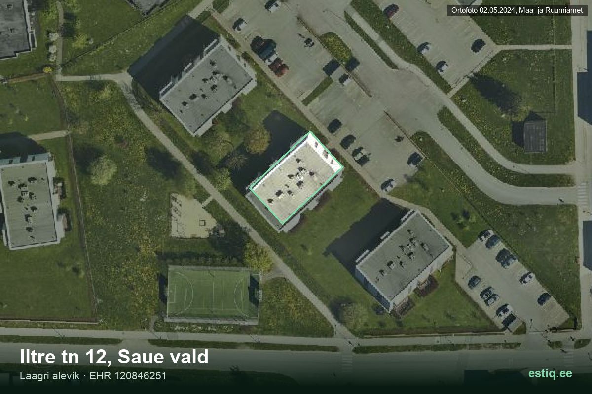 Iltre tänav 12, Saue – hoone aerofoto, kontuur ehitisregistri (EHR) andmetest