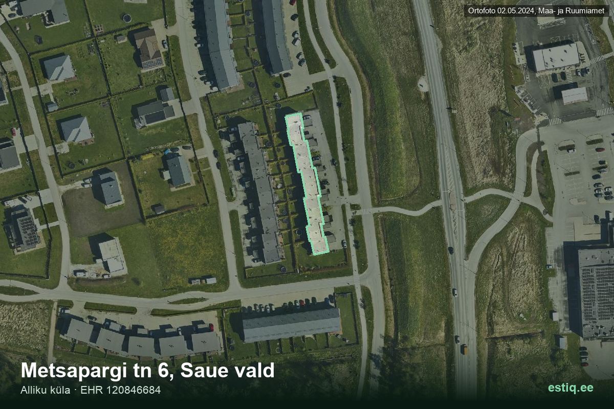 Metsapargi tänav 6, Saue – hoone aerofoto, kontuur ehitisregistri (EHR) andmetest