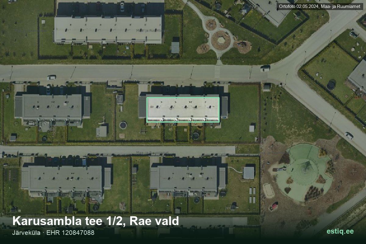 Karusambla tee 1/2, Rae – hoone aerofoto, kontuur ehitisregistri (EHR) andmetest