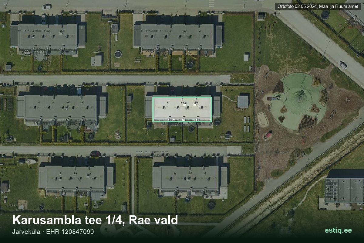 Karusambla tee 1/4, Rae – hoone aerofoto, kontuur ehitisregistri (EHR) andmetest