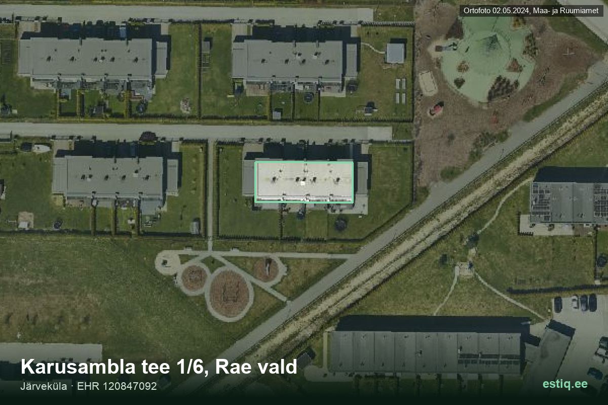 Karusambla tee 1/6, Rae – hoone aerofoto, kontuur ehitisregistri (EHR) andmetest