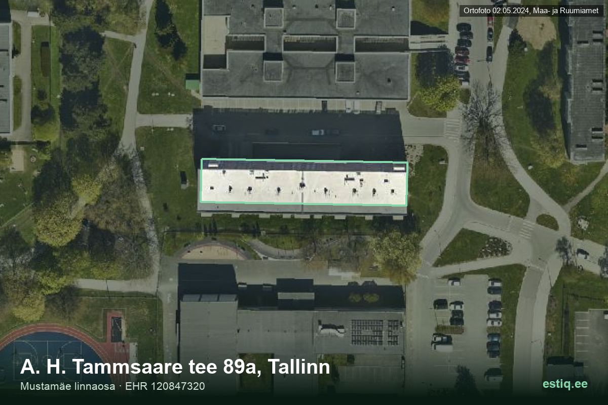 A. H. Tammsaare tee 89a, Tallinn – hoone aerofoto, kontuur ehitisregistri (EHR) andmetest