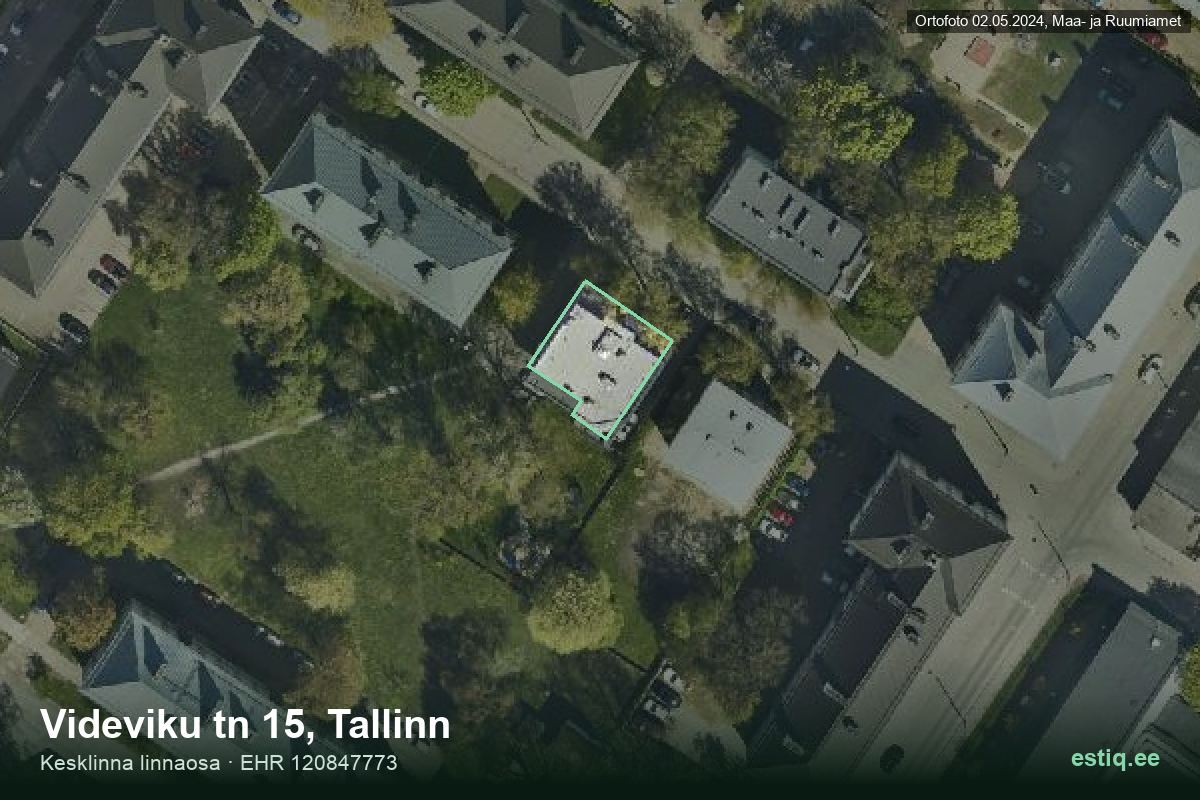 Videviku tänav 15, Tallinn – ilmakuva rakennuksesta, ääriviiva rakennusrekisteristä (EHR)