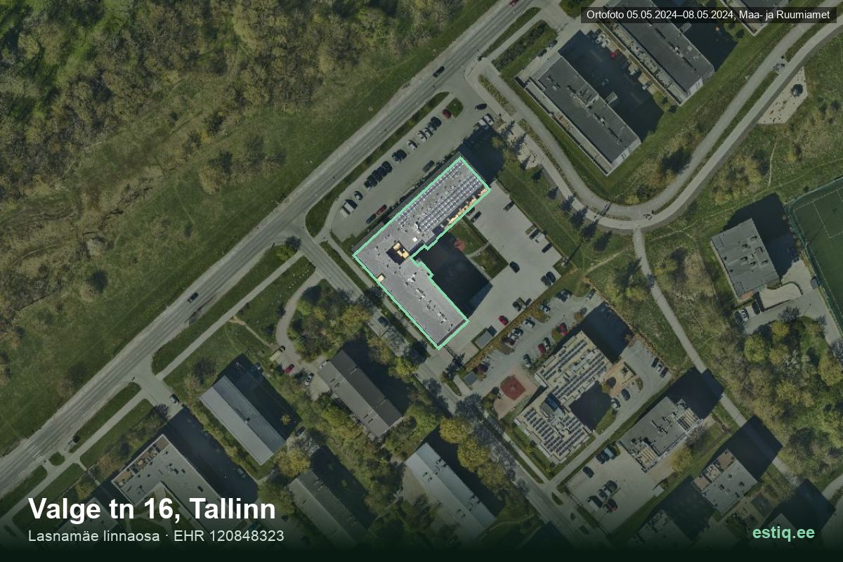 Valge tänav 16, Tallinn – hoone aerofoto, kontuur ehitisregistri (EHR) andmetest