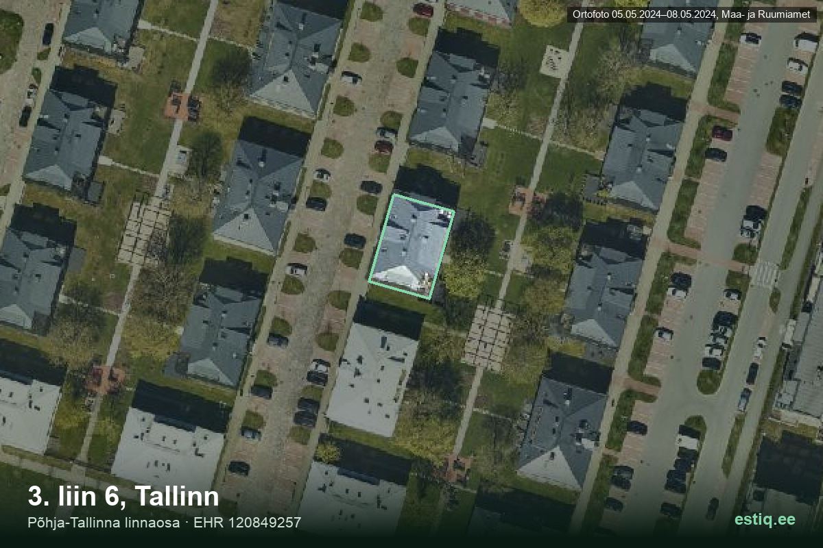 3. liin 6, Tallinn – hoone aerofoto, kontuur ehitisregistri (EHR) andmetest