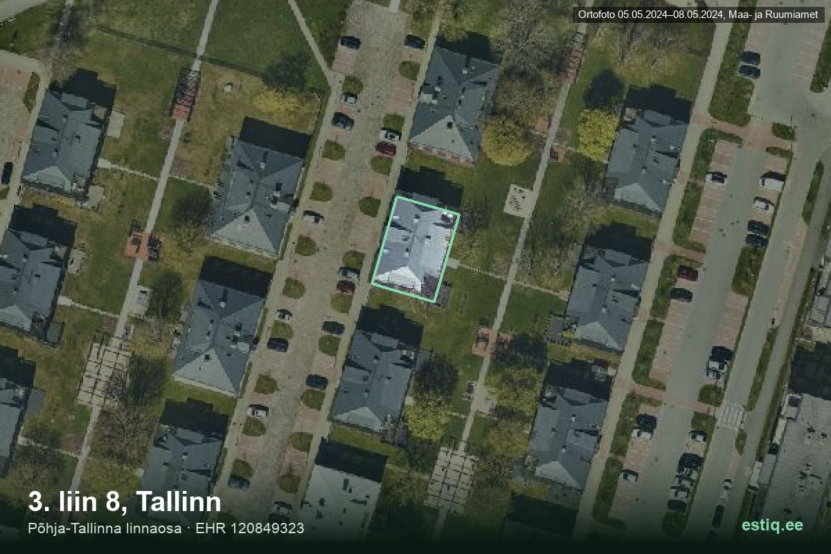 3. liin 8, Tallinn – hoone aerofoto, kontuur ehitisregistri (EHR) andmetest