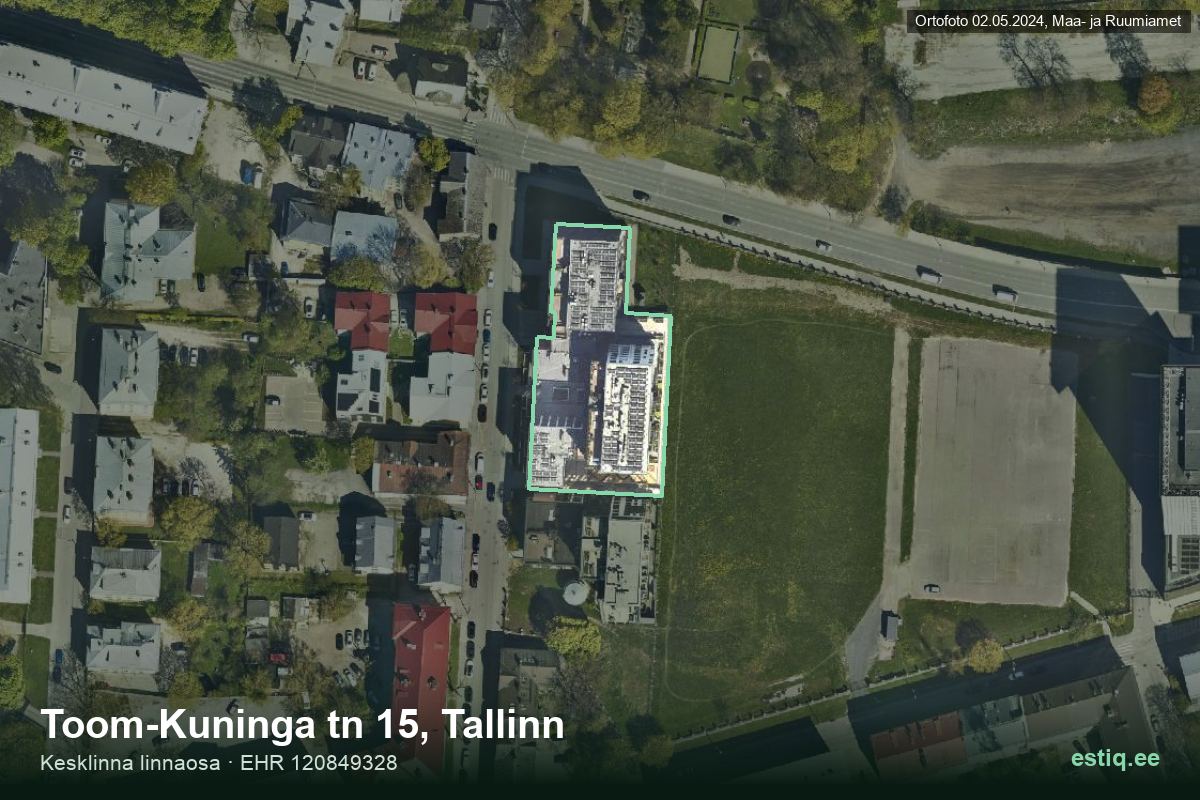 Toom-Kuninga tänav 15, Tallinn – hoone aerofoto, kontuur ehitisregistri (EHR) andmetest