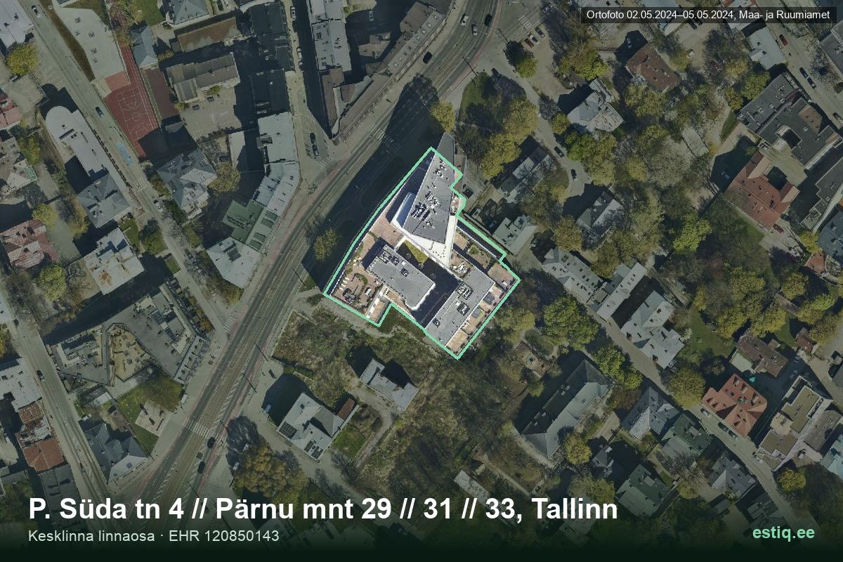 Pärnu mnt 31, Tallinn – hoone aerofoto, kontuur ehitisregistri (EHR) andmetest