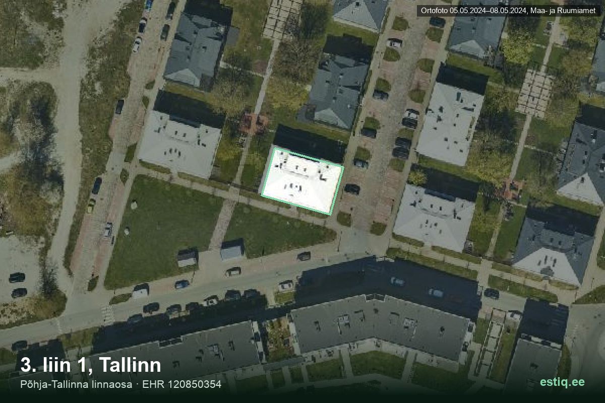 3. liin 1, Tallinn – hoone aerofoto, kontuur ehitisregistri (EHR) andmetest