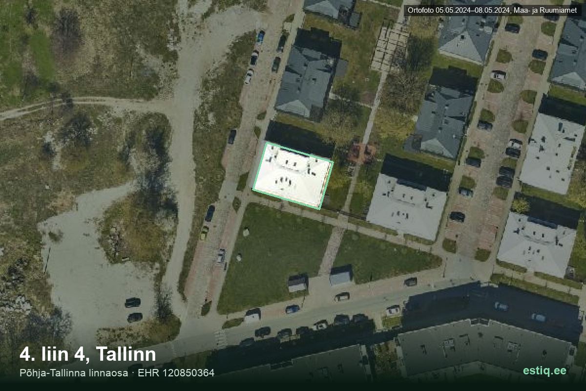 4. liin 4, Tallinn – hoone aerofoto, kontuur ehitisregistri (EHR) andmetest