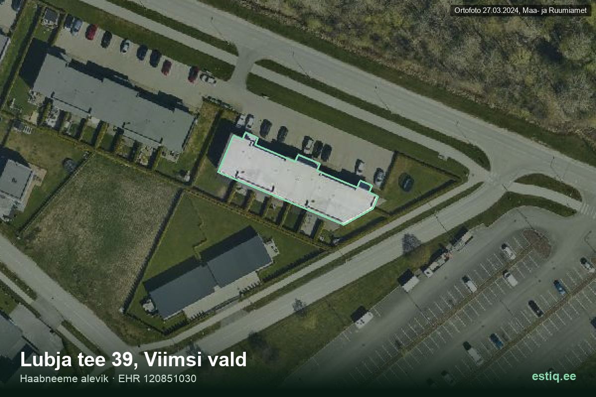 Lubja tee 39, Viimsi – hoone aerofoto, kontuur ehitisregistri (EHR) andmetest