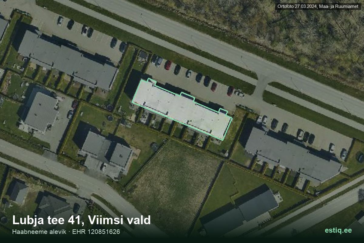 Lubja tee 41, Viimsi – hoone aerofoto, kontuur ehitisregistri (EHR) andmetest