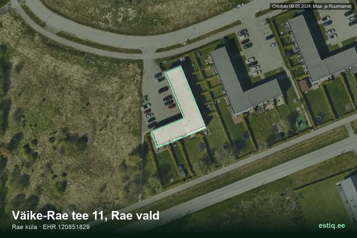 Väike-Rae tee 11, Rae – аэрофото дома, контур по данным регистра строений (EHR)