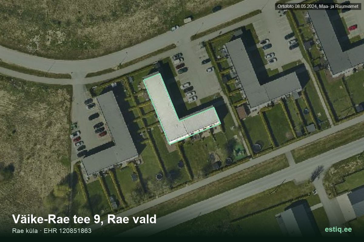 Väike-Rae tee 9, Rae – аэрофото дома, контур по данным регистра строений (EHR)