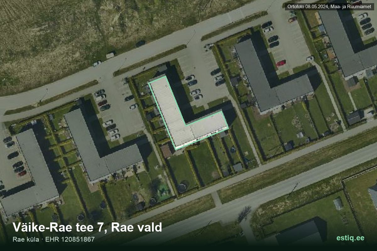 Väike-Rae tee 7, Rae – aerial photo of the building, outline from the Building Register (EHR)