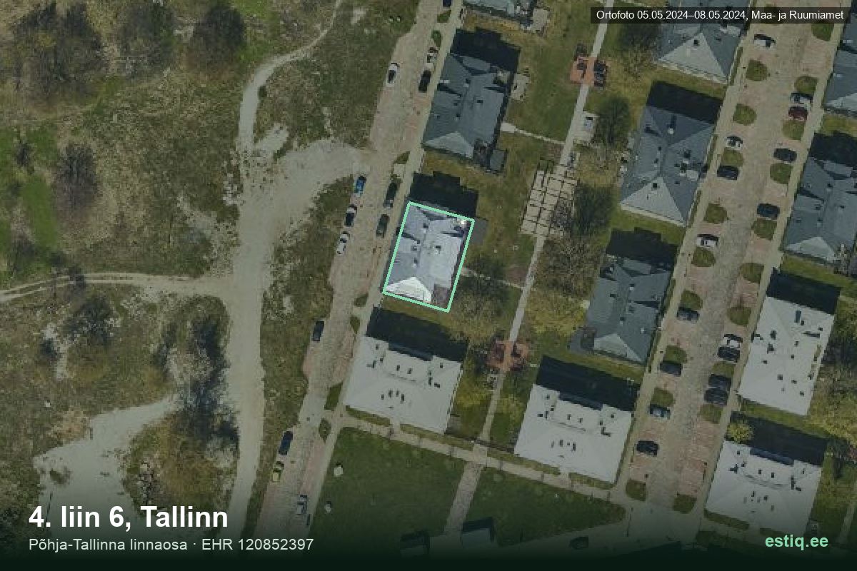 4. liin 6, Tallinn – hoone aerofoto, kontuur ehitisregistri (EHR) andmetest