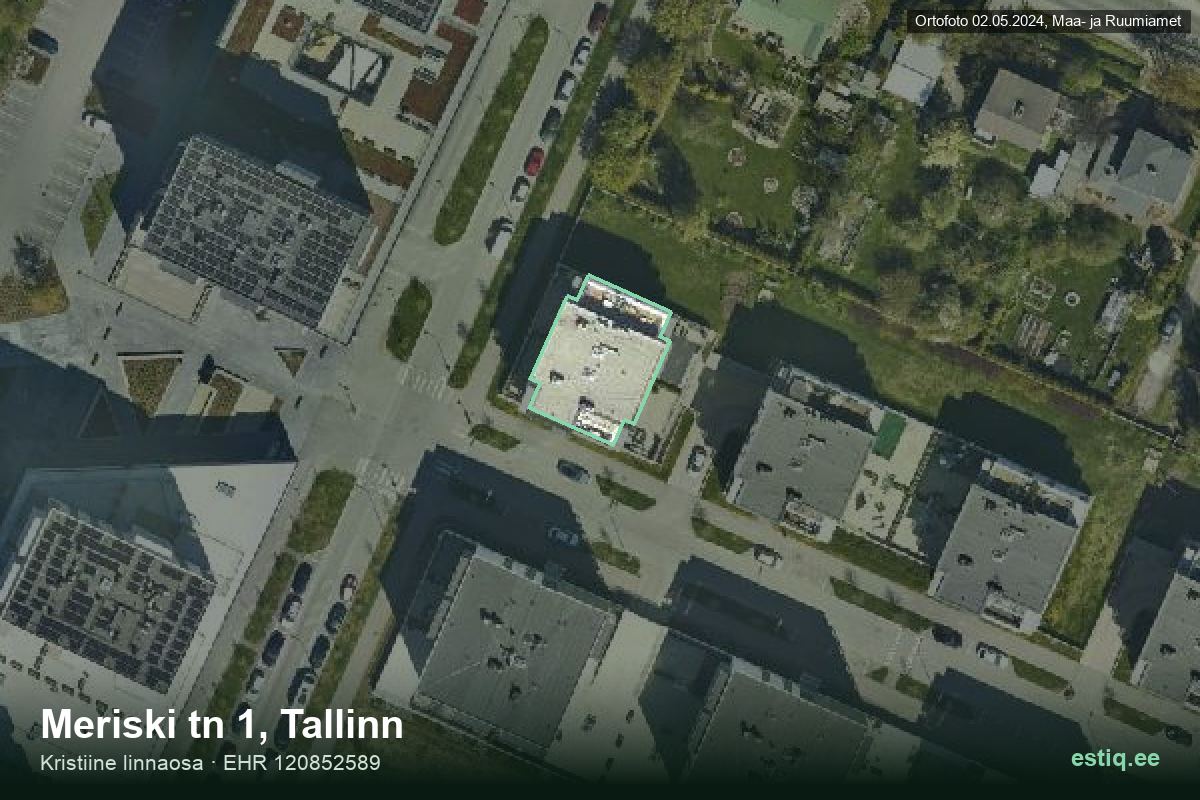Meriski tänav 1, Tallinn – aerial photo of the building, outline from the Building Register (EHR)