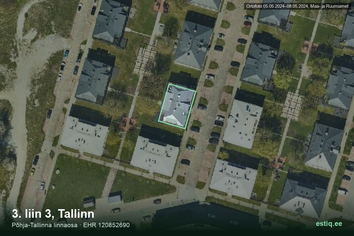 3. liin 3, Tallinn – hoone aerofoto, kontuur ehitisregistri (EHR) andmetest