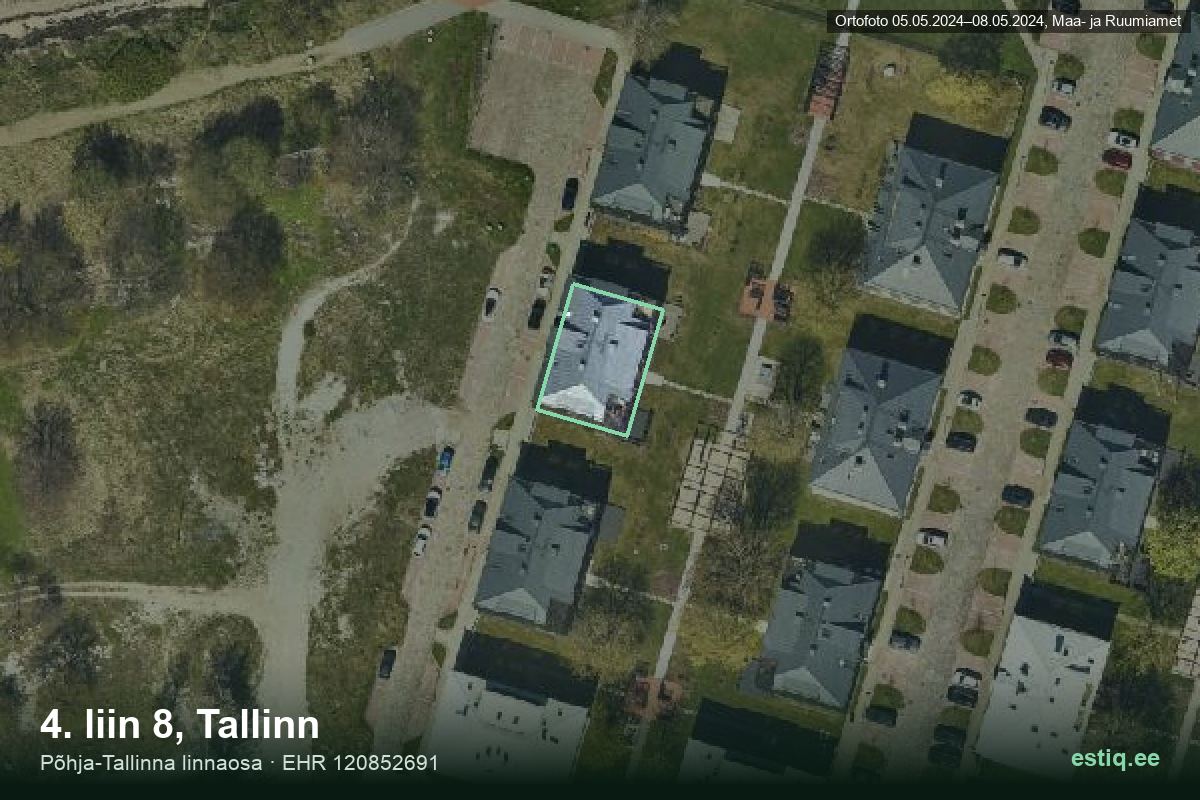 4. liin 8, Tallinn – hoone aerofoto, kontuur ehitisregistri (EHR) andmetest