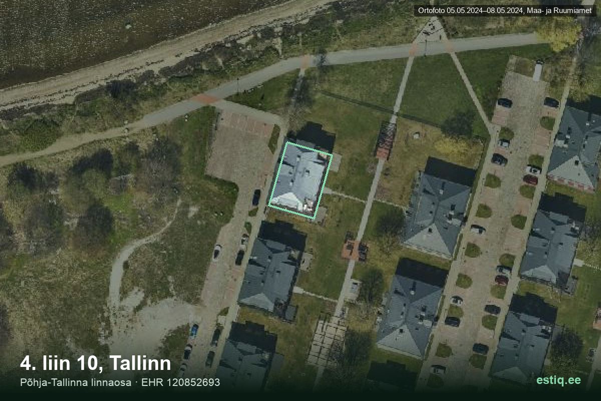 4. liin 10, Tallinn – hoone aerofoto, kontuur ehitisregistri (EHR) andmetest
