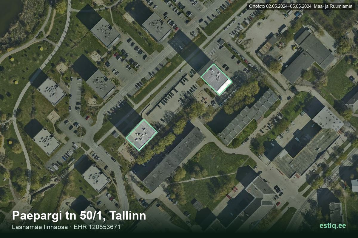 Paepargi tänav 50/1, Tallinn – hoone aerofoto, kontuur ehitisregistri (EHR) andmetest